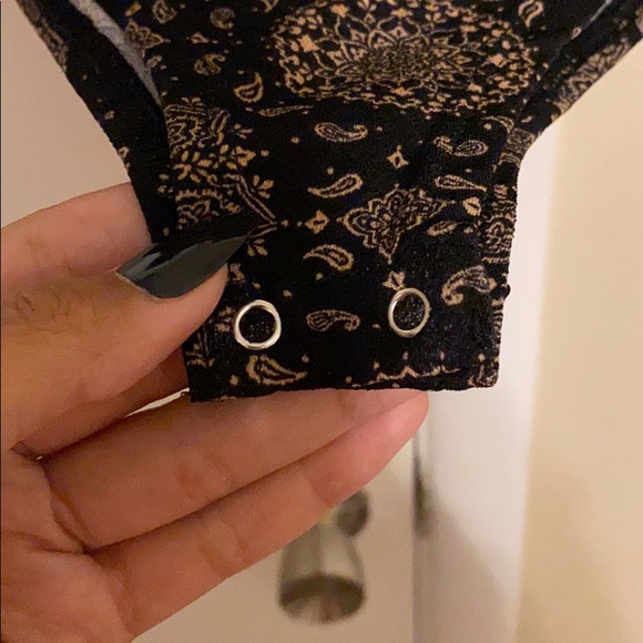 Boho short sleeve body suit with button closure - Picture 3 of 5